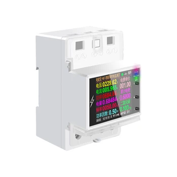 Версия BT Интеллектуальный 2P Монитор электрической мощности Для монтажа на DIN-рейку Мультиэнергетический измеритель переменного тока 2,4-дюймовый цветной ЖК-дисплей