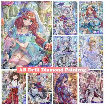 Видеоигра Genshin Impact Anime AB Diamond Art Painting Xiao Manual Gril Full Drill 5D DIY Набор Для Вышивки Крестом Home Decor Детский Подарок