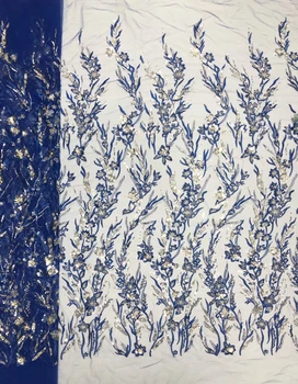 Африканская кружевная ткань с блестками 2023, высококачественная кружевная ткань, 5 ярдов, Новейшие сетчатые Нигерийские кружевные ткани для платья