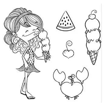 Ice cream girl Прозрачный силиконовый штамп/печать для DIY скрапбукинга/фотоальбома, декоративный прозрачный штамп A1357