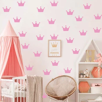 1 Лист полихромных наклеек на стену в виде короны, которые украсят детскую спальню, наклейки на стены из ПВХ, принадлежности для украшения стен детской комнаты принцессы