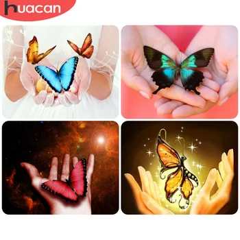 HUACAN Картина по номерам Бабочка Животное, раскрашенное вручную Уникальной подарочной краской по номерам Декор детской комнаты