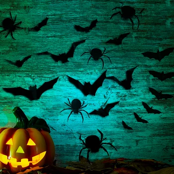 Хэллоуин 3d Наклейка с летучей мышью и пауком, Съемная наклейка на окно, Наклейка на стену из ПВХ, Тематическая вечеринка, Домашний декор, Украшение дома в гостиной