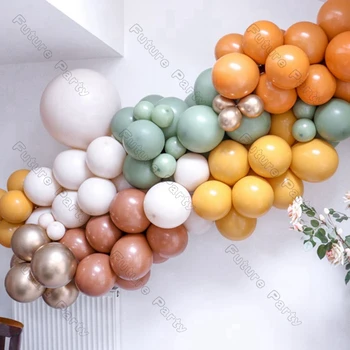 Комплект Гирлянд из сдвоенных оранжево-имбирных воздушных шаров для украшения первого Дня Рождения, партия Шалфея, зеленые Баллоны для украшения Арки для детского душа