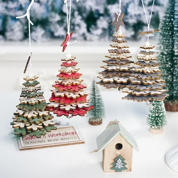 Деревянная Рождественская подвеска с росписью в виде снежинки, подвесные украшения для домашней Рождественской елки, подвесные игрушки для украшения новогодней вечеринки