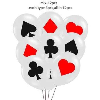 12шт Покер Тематическая Вечеринка 12-дюймовый Латексный Воздушный Шар Пики/Черви/Трефы/Бубны Воздушный Шар Карты Казино Кости Покер Игральные Карты Воздушный шар