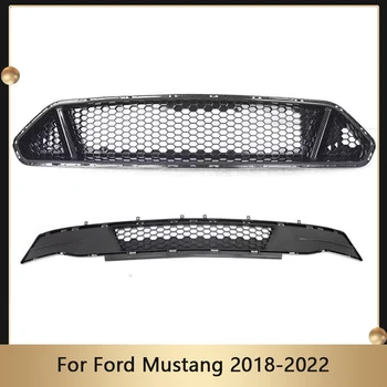 Решетка радиатора переднего бампера автомобиля, решетка в виде сот, Верхняя + нижняя решетки для Ford Mustang 2018-2022, Модифицированная автоматическая сетка, сетчатая маска, чехол