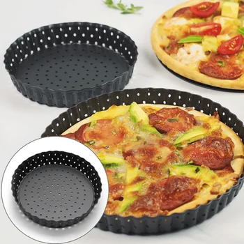 Перфорированная форма для пиццы из углеродистой стали с антипригарным покрытием, круглая форма для пиццы с отверстиями для домашнего ресторана, отеля