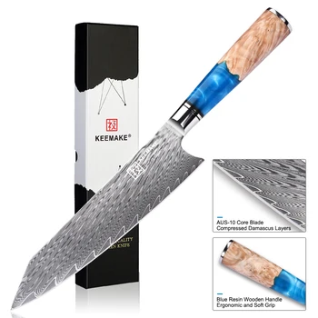 KEEMAKE Sky 8-Дюймовый Нож Kiritsuke Ultra Sharp AUS-10 Из Дамасской Стали Для Нарезки В Японском Стиле Кухонный Нож Шеф-повара