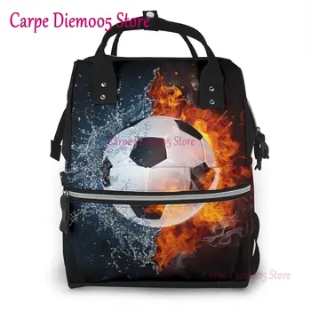 Футбольный мяч в огне и воде, рюкзак для подгузников, Многофункциональный органайзер, сумка для кормления, Водонепроницаемые, не выцветающие сумки для подгузников