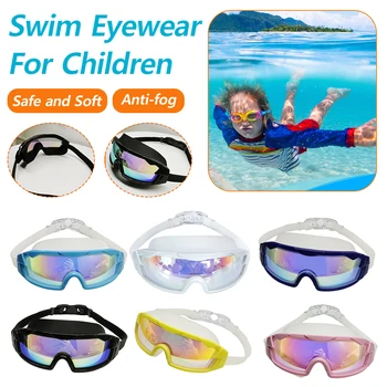 Детские очки для плавания с анти-туманом, водонепроницаемые ослепительные линзы, силиконовые очки для плавания унисекс, силиконовые очки для плавания с защитой от ультрафиолета