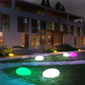 Наружные садовые фонари, 1 упаковка USB-зарядного устройства в форме булыжника, газонный фонарь с дистанционным управлением, водонепроницаемые ландшафтные фонари, меняющие цвет.