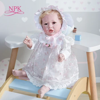 NPK 55 СМ возрожденный малыш популярная возрожденная кукла Саския Бебе в платье принцессы, коллекционная художественная кукла ручной работы, игрушка для ванны