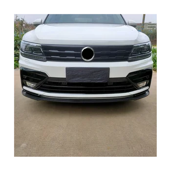 Автомобиль Глянцевый Черный Под Передней Центральной Решеткой Радиатора Молдинговые Планки Решетки Противотуманных Фар для VW Tiguan Rline 2017-2021