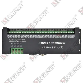 30-канальный DMX-декодер Mokungit DMX 512 Драйвер диммера DC9-24V для модуля светодиодной ленты RGB