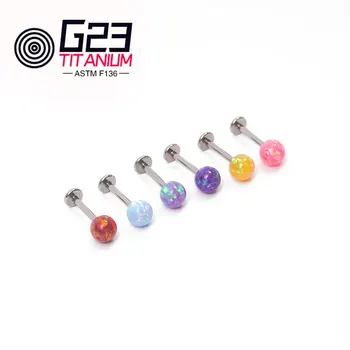 Новые женские серьги-гвоздики из титана G23 ASTM F136 с опалом для пирсинга носа