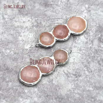 PM29820 Из паяного розового кварца с тройным круглым ожерельем из целебного хрусталя Gunblack для женщин