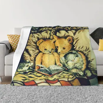 Плюшевый мишка с диким животным Акварель Портативные теплые одеяла для постельных принадлежностей путешествий
