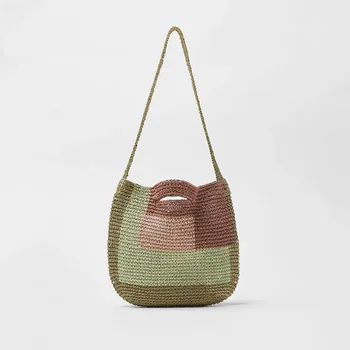 Женская сумка из соломенной ткани Za messenger 2022, новая сумка для покупок, подходящая по цвету, маленькая ручная сумка из свежей ткани для девочек