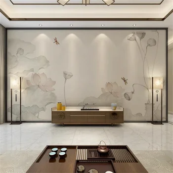 Milofi personnalisé impression 3D Lotus tissu mural salon canapé fond grande murale chambre salon de thé Bureau fond d'écran