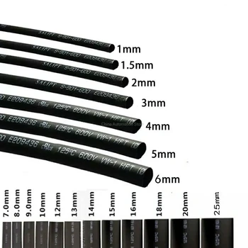 5 м / ЛОТ, черный, 1 мм, 1,5 мм, 2 мм, 2,5 мм, 3 мм, 3,5 мм, 4 мм, 5 мм, 6 мм, Термоусадочная трубка