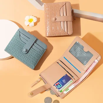 Брендовый дизайнерский женский кошелек с замком под крокодиловую кожу, Корейский стандартный кошелек, Короткий размер, портмоне, держатель для карт