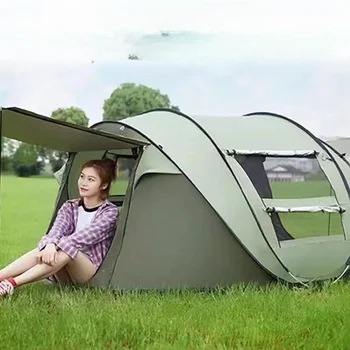 Кемпинг на открытом воздухе, 3-4 человека, Автоматическая палатка для кемпинга, Непромокаемая палатка, Разбрасываемая палатка Без строительства, Простая в установке палатка