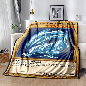 Аниме Yu Gi Oh Card Throw Одеяло Голубые Глаза Белый Дракон Аниме Мультфильм Мягкое Плюшевое Одеяло Покрывало Для Спальни Home Decor