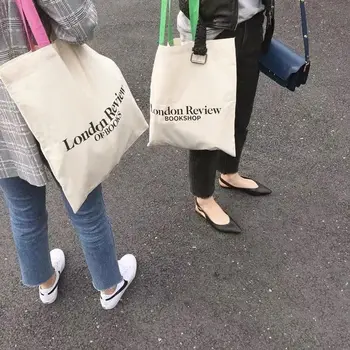 Новая женская холщовая сумка через плечо Лондонский книжный магазин Сумки для ежедневных покупок Студенческие книги Сумка из хлопчатобумажной ткани Сумки-тоут для девочек