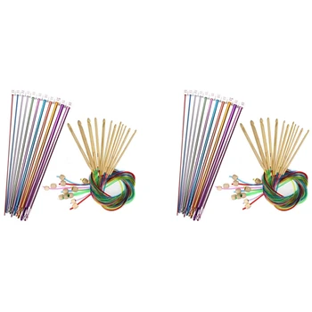 46 Штук Набор тунисских крючков для вязания крючком Кабель 3-10 мм Бамбуковая спица для вязания бисером Карбонизированный бамбуковый крючок для иглы