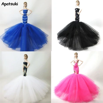 Платье-русалка для куклы Барби, торжественное свадебное платье с рыбьим хвостом, вечернее платье для куклы Барби, платья ручной работы, игрушки