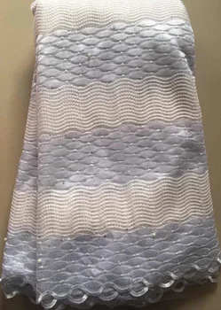 Африканская сетчатая кружевная ткань Высококачественные Элегантные Нигерийские Свадебные кружевные ткани 5 Ярдов Камни Французское тюлевое кружево ALL3034 БЕЛЫЙ