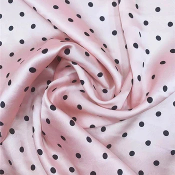 100% Шелковая ткань Тутового цвета С Водяным Нефритом, Ткани с принтом в горошек, Розовый Модный Дизайн, Платье-рубашка, Сшитое Ярдом