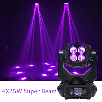 Светодиодный светильник RGBW 4x25 Вт с подвижной головкой DMX512 Beam Light для DJ Disco Party Лампы с сильным эффектом наружного освещения.