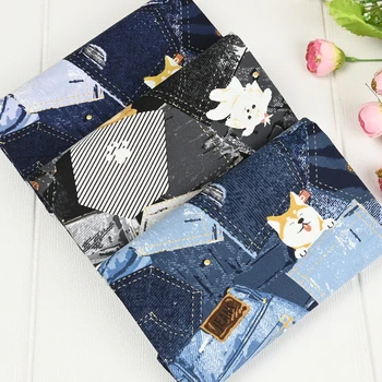 Плотная хлопчатобумажная ткань джинсовый стиль Ткань с животным принтом Ручной работы Материал сумки 