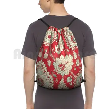 Цветочный, парчовый, гобеленовый, яркий марокканский рюкзак с красным золотом, сумки на шнурках, спортивная сумка Водонепроницаемая Ikat Moroccan