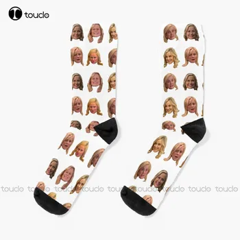 Новый набор носков с наклейками Лесли Ноуп, красные носки, женские персонализированные носки унисекс для взрослых, подростковые носки, рождественский подарок на Хэллоуин