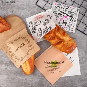 Маслостойкая Крафт-бумага, пакеты для упаковки сэндвичей, упаковочная бумага для пищевых продуктов, пакет для упаковки пончиков треугольной формы, 50 шт. Инструментов для выпечки