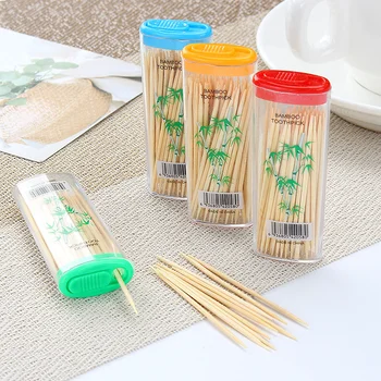 Портативные одноразовые бамбуковые зубочистки для путешествий, двухголовочные палочки для зубочисток, Нетоксичная коробка для хранения бутылок с зубочистками для домашнего отеля