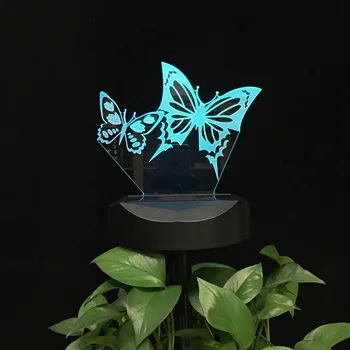 Две бабочки-насекомые, 3d светодиодный настольный ночник, пейзаж, внутреннее и наружное Водонепроницаемое освещение, изменение цвета, декор, подарок