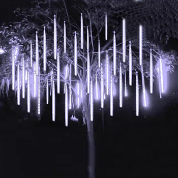 Рождественский свет от падающего дождя 50 см 8 труб 384 светодиодных метеоритного дождя, свет от дождя, капля сосульки, гирлянда для Рождественской елки, праздничная свадьба