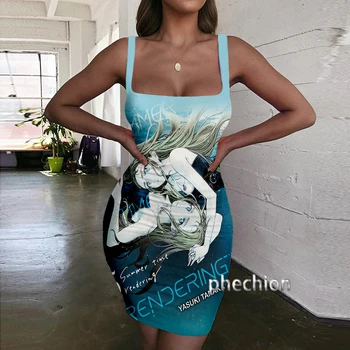 Phechion Летнее платье с 3D-принтом на бретелях без рукавов Модные Женские платья Новая Сексуальная Женская одежда Y11
