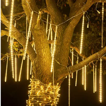 Светодиодные гирлянды с метеоритным дождем 30 см / 50 см, сказочные уличные садовые фонари для свадебной вечеринки, декор рождественской елки, праздничное освещение