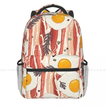 Рюкзаки с беконом и яйцами Для гурманов, художественная Повседневная студенческая школьная сумка с принтом, Женские мужские дорожные сумки, рюкзак для ноутбука