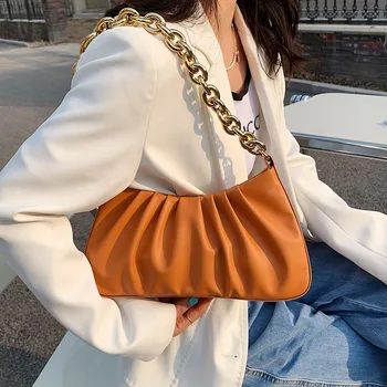 Роскошная плиссированная сумка известного бренда 2021, новая модная высококачественная женская сумка из искусственной кожи, сумки на цепочке через плечо