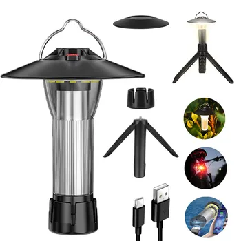 Портативный походный фонарь с магнитной USB-батареей, 3 режима освещения, походный фонарь, Наружный светодиодный фонарик, принадлежности для палаточного лагеря