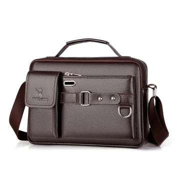 Мужская сумка через плечо в деловом стиле из искусственной кожи, мужской портфель, сумка-мессенджер, сумка для компьютера