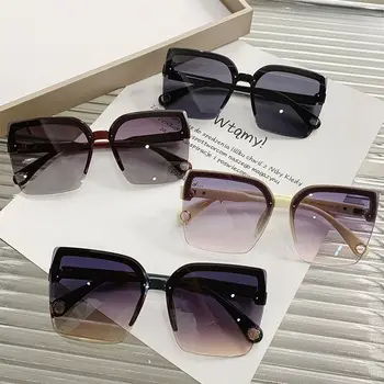 Роскошные солнцезащитные очки большого размера для женщин, мужчин, винтажные квадратные солнцезащитные очки без оправы, модный дизайн очков, женские оттенки UV400