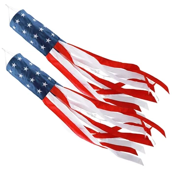 2шт Патриотический Водонепроницаемый Многоразовый открытый с зажимом День Независимости Американский флаг Ветрозащитный носок Подвесное украшение Звезды Полосы