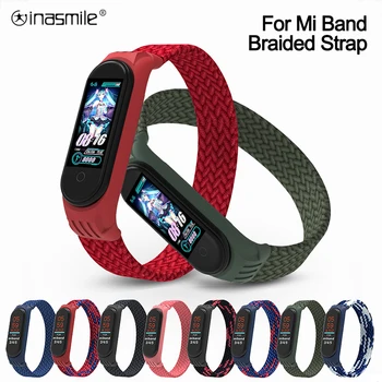 Красивый плетеный ремешок для часов Mi band 5, нейлоновый браслет Solo Loop, браслет pulseira, ремешок для часов xiaomi Miband 4 3 6
